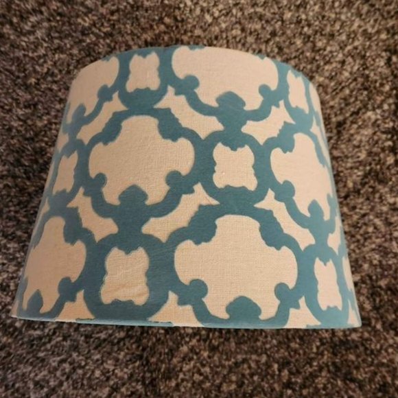 Lamp Shade Medallion Turquoise and Cream - Picture 1 of 6